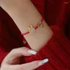 Charm Bracelets Moda Pulseira Cor Dourada Para Mulheres Fu Bless Corda Vermelha Opala Lucky Bangles Jóias