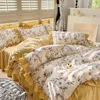 Set di biancheria da letto Fresco motivo floreale Cotton Girl Heart Copripiumino Completo morbido set di biancheria da letto di lusso Fashion Dormitory Quilt Cover Federa Kit 230726