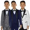 Stijlvolle Custom Made Boy Tuxedos Sjaal Revers Een Knop Kinderkleding Voor Bruiloft Kids Pak Jongen Set Jas Broek Boog Ves199e