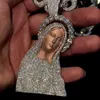 Designer sieraden Real 9K 10K 14K 18K Solid Gold S925 Silver Iced out Mary Charm Hip Pop Custom Made St. Mary Hanger