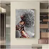 Paintings Abstract African Girl Canvas Posters And Prints Music Symbol Black Woman Art Painting Wall Pcitures For Home Decor Drop De Dhhsi