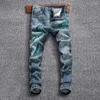 Männer Jeans Street Fashion Männer Retro Blau Elastische Slim Ripped Stretch Hose Gemalt Designer Hip Hop Denim Hosen Hombre