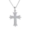2023 Hot Selling S925 Sterling Silver Trendy Cross Pendant i Europa och Amerika, French Regular Full Diamond Women's Necklace