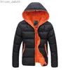 Męskie Down Parkas Winte Warm Doudoune Homme Modish Strata Płaszcz Solidna kurtka Down Men Men Casual Zippe Parkha Pluma Hombre Hooded Canada Kurtka Z230727