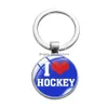 Keychains Lanyards Play Field Hockey Art Printed Keychain Golf I Love Game Casual Sports Glass Round Key Ring Chains Friends Souveni Dh9Bu