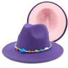 Boinas Sombreros de fieltro amarillos y blancos Panamá Sombrero de fieltro Jazz Top Mujeres británicas Hombres Venta al por mayor