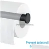 Suportes para papel higiênico Suporte para banheiro montado na parede Rack Suporte para rolo de papel higiênico Prateleira para toalhas de aço inoxidável Preto Sier Acessórios Drop Deliv Otmru