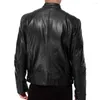 Chaquetas de hombre 2023 PU chaqueta de cuero de moda para hombre Slim Fit Stand Collar masculino Anti-viento motocicleta solapa Diagonal cremallera abrigo