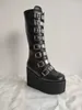 Stivaletti Per donna Cosplay Stivali alti Inverno A tubo lungo Pelle Stivale da cavaliere Punk Gotico Classico Nero Tacco alto Scarpe Al ginocchio 230726