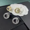 Orecchini di design di lusso placcato oro 18 carati orecchino d'argento 925 C lettere stud geometriche famose donne ragazze rotondo cristallo strass orecchino festa di nozze Jewerlry