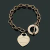 Bracciale di marca di moda per uomo e donna classico braccialetto a forma di cuore OT braccialetto di alta qualità in oro 18 carati 925 T Gioielli di lusso