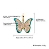 Hip Hop Luminous Butterfly Pendant Necklace Full Zircon Gold Plated Jewelry Gift