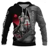 Felpe con cappuccio da uomo Felpa con cappuccio divertente da uomo / donna stampata in 3D Plus Size Costume Cavaliere Templare Armatura Jesus Guard Pullover Street Wear