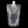 100 Pcs Scellé Liquide Jetable Transparent Emballage Sac Boisson Poche Café Avec Buse Lait Jus Boisson Durable Stand Up1303E