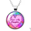 Hanger Kettingen Familie Liefde Mama Papa Moederdag Ronde Ketting 25Mm Glas Cabochon Sier Plated Sieraden Vrouwen Feest Verjaardagscadeau 50C Dhusa