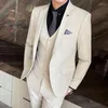 Men's Suits (Jackets Vest Pants) 2023 Fashion Slim Fit Business Suits/Male High-grade Pure Cotton Groom Get Married Dress 3 Pcs S-4XL