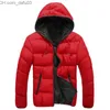 Męskie Down Parkas Winte Warm Doudoune Homme Modish Strata Płaszcz Solidna kurtka Down Men Men Casual Zippe Parkha Pluma Hombre Hooded Canada Kurtka Z230727