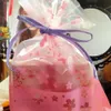 100pcs 16x26cm Pink Cherry Blossom Printing Transparent Gift Packaging Bags Plastic Bag For Candy And Sweets Christmas Wrap306c