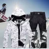 Altri articoli sportivi Tuta da sci calda addensata Uomo Donna Inverno Guanti impermeabili antivento Giacca da snowboard Pantaloni Set Uomo Taglie forti 3XL 230726