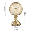 Tafelklokken Europese Gouden Metalen Bureauklok Retro Woonkamer Kantoor Desktop Decoratie Ornamenten Romeinse Cijfers Horloge