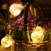 Garden Decorations Solar Lights Outdoor 10 20 Bulbs Copper Wire String Hanging Clear Round Ball LED 230727