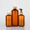 Storage Bottles & Jars Empty 120ml 250ml 500ml Lotion Pump Bottle PET Frosted Bright Amber Cosmetic Refillable Shampoo Shower Gel 280Y