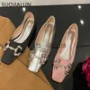 Dress Shoes SUOJIALUN 2022 New Brand Women Flat Ballet Shoes Fashion Crystal Pointed Toe Shallow Ballerina Shoes Slip On Casual Loafer Shoes J230727