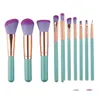 Other Health Beauty Items Mermaid Blending Makeup Brush Sets 3D Flower Foundation Cosmetic Diamond Kit Thread Make Up Rainbow Brushe Dhy5K