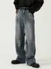 Herren Jeans HOUZHOU Oversize Graphic Jeans Y2k Männer Zerrissene Jeans Hosen Mit Druck Blau Denim Hosen Männlich Punk Japanische Streetwear Hip Hop 230727