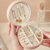 Jewelry Boxes Portable Zipper Pu Leather Travel Round Storage Box Rings Earrings Necklace Organizer Gift Display Case Accessories Hold Otc8K