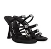 Jurk Schoenen Top Luxe Nima Dames Sandalen Zwart Gebeitst PVC Hakken Julie Lady Naaldhak Kristal-cut Party Gladiator Sandalias EU35-40 Met Doos