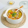 Миски OneIsall Soup Mowl с крышкой ложкой 8 -дюймовой домохозяйственной керамический микроволновый горшок с большим качеством. Хорошая тепловая изоляция