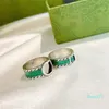 Ringe Emaille Designer Ring Schmuck Smaragdgrün Damen Dame Elegante Buchstaben Galvanisieren