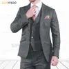 Abiti da uomo Blazer Tweed Uomo Slim Fit Giacca a spina di pesce classica Gilet Pantaloni 3 pezzi Sposo Smoking da sposa retrò Giacca da uomo d'affari di moda 230726