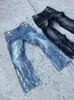 Herenjeans High Street Y2k-stijl Herenjeans Gewassen Baggy Jeans Trend Hiphop Katoen Bedrukte Jean met wijde pijpen, heren en dames met riem 230727