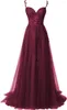 Abiti da festa CloverBridal 2023 Vita trasparente Viola Abito lungo da laurea Tulle Pizzo Homecoming Appliques Abito da ballo WH9982