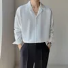 Mens Casual Shirts Oudere Mannen Kleding Senior Lente Cubaanse Hals Shirt voor Effen Kleur Mode Losse Drop Lange Mouw Jurk 230726