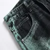 Męskie dżinsy męskie krawat Y2K i barwnik dżinsów dżinsowe otwory streetwearowe rozryte proste spodnie Czarne zielone spodnie 230727