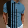 Hommes Polos D'été Polo Gradient Ligne À Manches Courtes T-shirt Casual Quotidien Revers Tops T-shirts De Mode Rayé T Pour Homme Vêtements