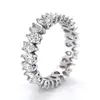 Klusterringar 2023 Trendy Water Droplet Diamond 925 Sterling Silver Eesthetic Eternity Band Ring for Women Christmas Gift Smycken