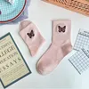 Women Socks Butterfly Embroidery Female Mid-tube Cute Summer Korean Version Sock Skater Sports Couple Kawaii