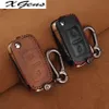 Leather Car Key Case Remote Key Cover For VW Volkswagen Amarok Polo Golf MK4 Bora Jetta Altea Alhambra Fob Key248F