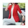 Women'S Suits Blazers Womens Summer Women Jacket 3/4 Sleeve Loose Casual Coats Notched Collar Blezer Femme Outwear Plus Size Drop Dhjpm