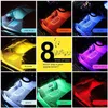 Car Interior Lights 4pcs Floor Atmosphere Glow Neon Lamp Multi-Color Music Strip Decorative Underdash Lighting Kit294x
