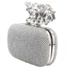 Kvällspåsar unik lås Silver diamante Crystal Diamond Evening Bag Clutch Purse Party Bridal Prom 230726