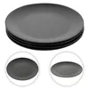 Dinnerware Sets 4 Pcs Black Melamine Plate Round Serving Tray Flat Bottom Dish Spaghetti Appetizer Outdoor Dinning Picnic