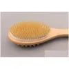 Accessoires d'outils de bain 2-en-1 face poils naturels Spa brosse de douche corps Mas brosses en bois à long manche épurateur livraison directe H Dhof9