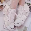 Dress Shoes Original Butterfly Flower High-top Canvas Shoes Sweet Lace-up Women's Shoes White Inner Height-increasing Vulcanized Shoes 230726