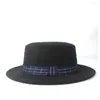 Basker män platt ull topphatt bowler för gentleman tea party pappa vinter trilby storlek 56-58 cm