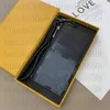 Modefodral för iPhone 15 14 13 Pro Samsung S23 S22 Obs 20 Case Card Holders Woman Mini Wallet Designer Pure Color äkta lädertryck Lyxig svart plånbok med låda
